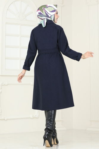 moda selvim Coat 2054BG354 Navy Blue - Thumbnail