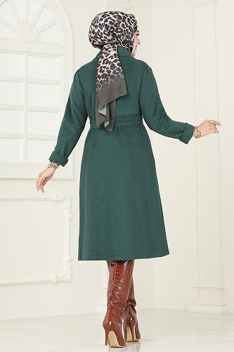 moda selvim Coat 2054BGS895-M Emerald - Thumbnail