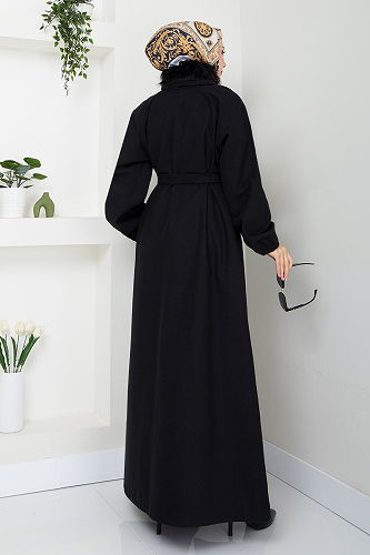 moda selvim Coat 2057BGS895-M Black - Thumbnail