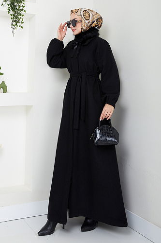 moda selvim Coat 2057BGS895-M Black - Thumbnail
