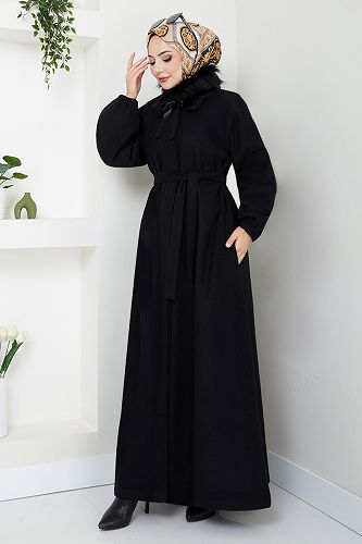 moda selvim Coat 2057BGS895-M Black - Thumbnail