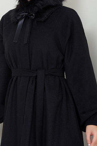 moda selvim Coat 2057BGS895-M Black - Thumbnail