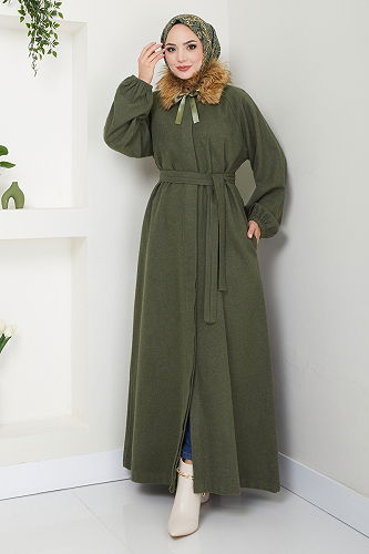 moda selvim Coat 2057BGS895-M Khaki - Thumbnail