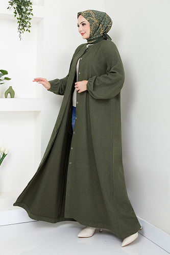 moda selvim Coat 2057BGS895-M Khaki - Thumbnail