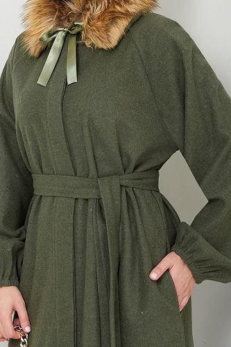 moda selvim معطف اخضر عفني 2057BGS895-M - Thumbnail