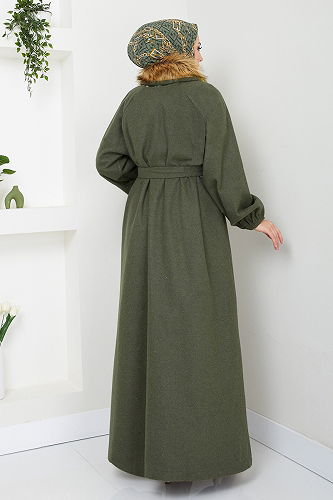 moda selvim معطف اخضر عفني 2057BGS895-M - Thumbnail