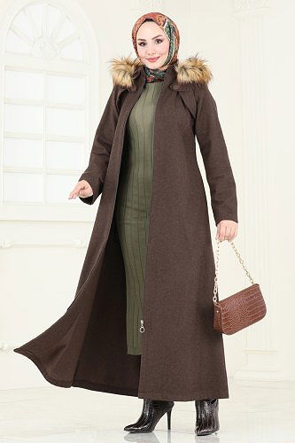 moda selvim Coat 2058BG354 Brown - Thumbnail