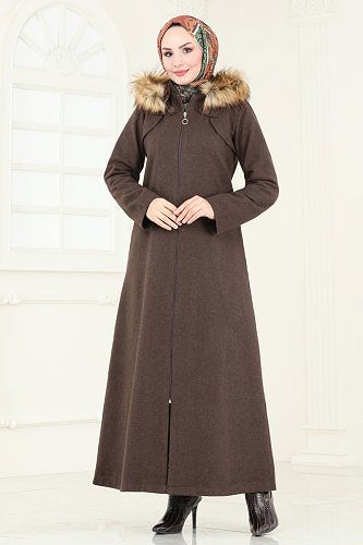 moda selvim Coat 2058BG354 Brown - Thumbnail
