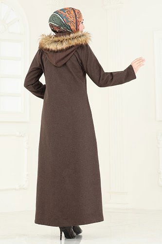 moda selvim Coat 2058BG354 Brown - Thumbnail