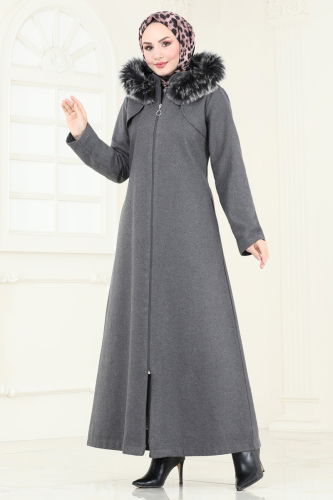 moda selvim Coat 2058BG354 Gray - Thumbnail