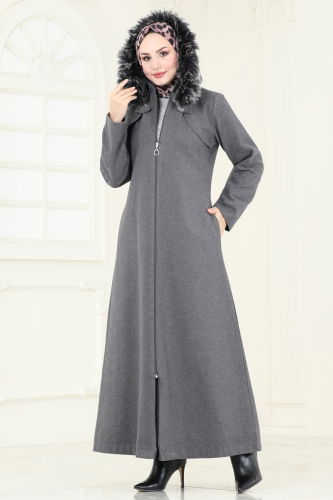 moda selvim Coat 2058BG354 Gray - Thumbnail