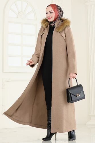 moda selvim Coat 2058BG354 Latte - Thumbnail