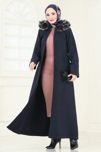 moda selvim Coat 2058BG354 Light Navy Blue - Thumbnail