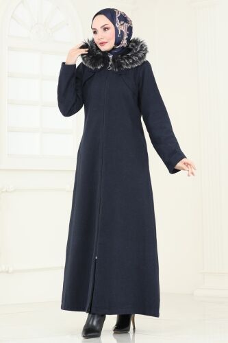 moda selvim Coat 2058BG354 Light Navy Blue - Thumbnail