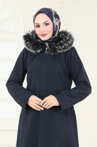 moda selvim معطف كحلي فاتح 2058BG354 - Thumbnail