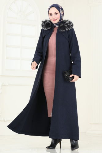 moda selvim Coat 2058BG354 Navy Blue - Thumbnail