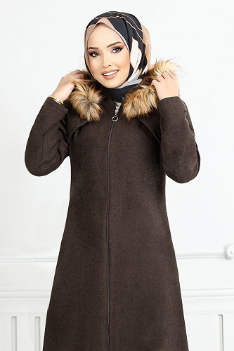 moda selvim Coat 2058BGS895-M Brown - Thumbnail