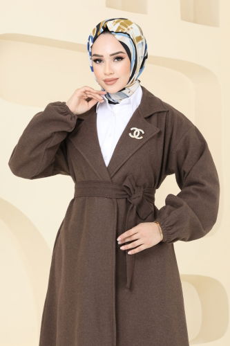 moda selvim Coat 2059BG354 Brown - Thumbnail