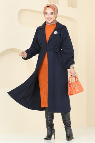 moda selvim Coat 2059BG354 Navy Blue - Thumbnail