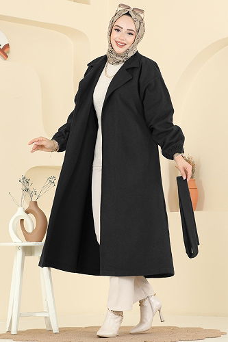 moda selvim Coat 2059ERK1158 Black - Thumbnail