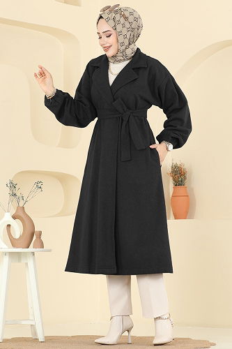 moda selvim Coat 2059ERK1158 Black - Thumbnail