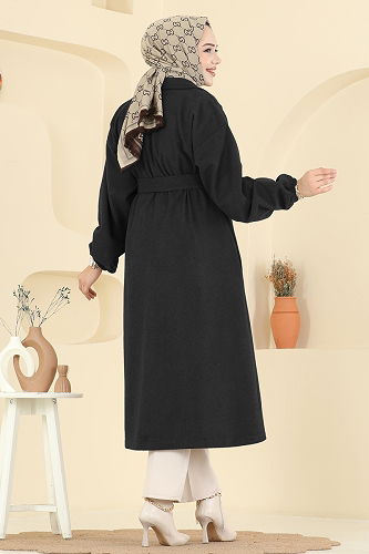 moda selvim Coat 2059ERK1158 Black - Thumbnail