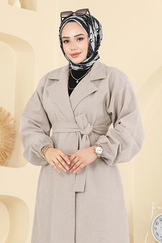 moda selvim Coat 2059ERK1158 Light Stone - Thumbnail