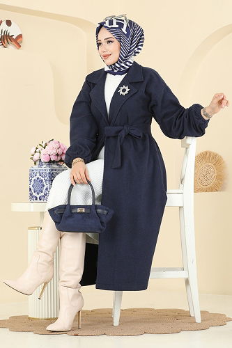 moda selvim Coat 2059ERK1158 Navy Blue - Thumbnail