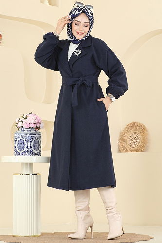 moda selvim Coat 2059ERK1158 Navy Blue - Thumbnail