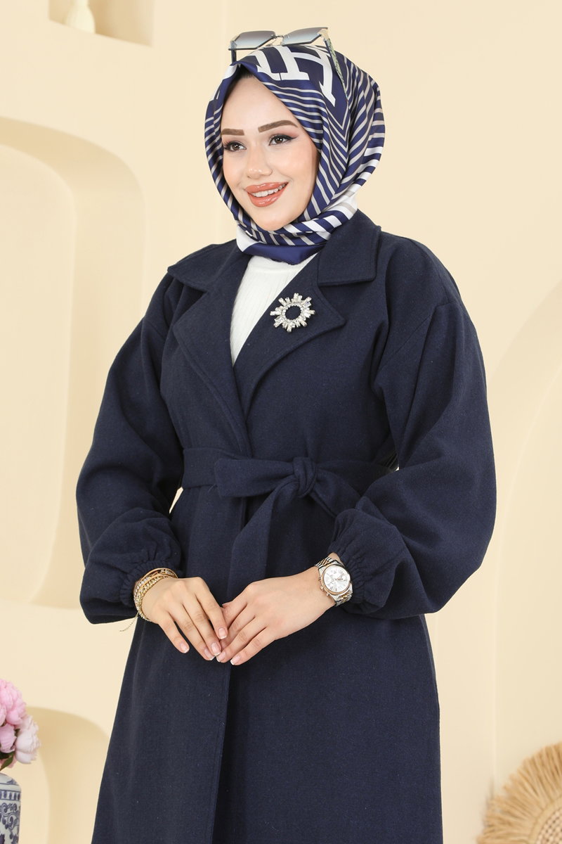 Coat 2059ERK1158 Navy Blue - Moda Selvim