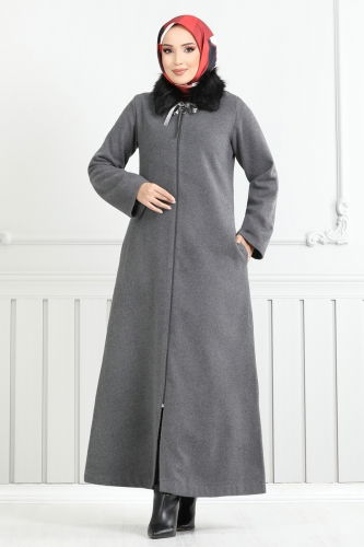 moda selvim Coat 2060BG354 Gray - Thumbnail