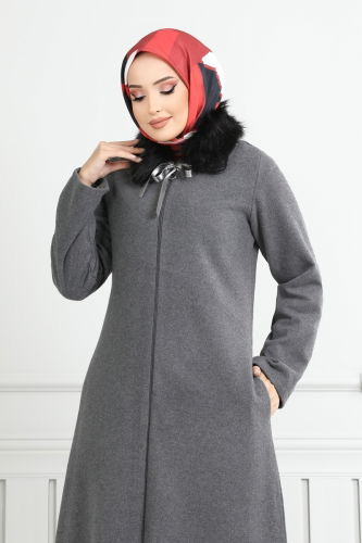 moda selvim Coat 2060BG354 Gray - Thumbnail