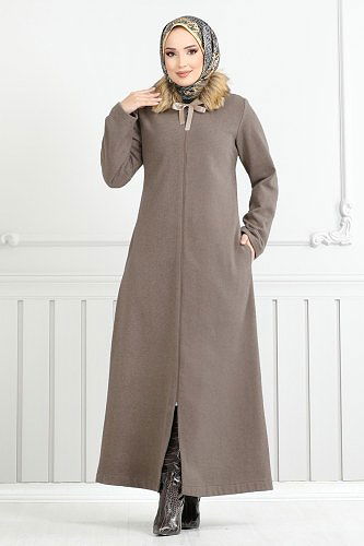 moda selvim معطف بيج 2060BG354 - Thumbnail