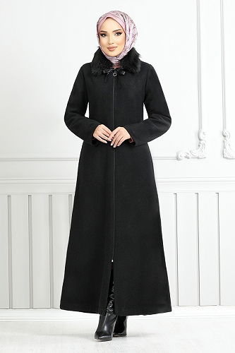 moda selvim Coat 2060BGS895-M Black - Thumbnail