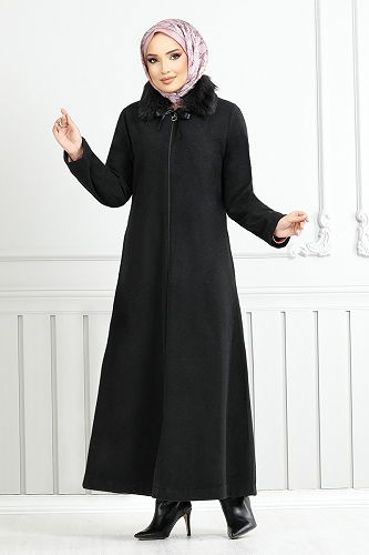 moda selvim Coat 2060BGS895-M Black - Thumbnail