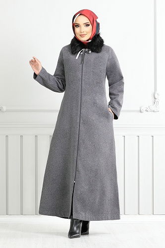 moda selvim Coat 2060BGS895-M Gray - Thumbnail