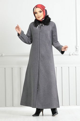 moda selvim معطف رمادي 2060BGS895-M - Thumbnail