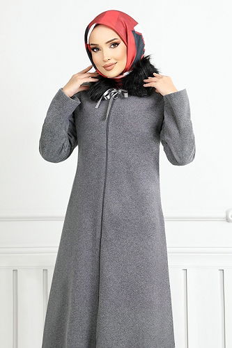 moda selvim معطف رمادي 2060BGS895-M - Thumbnail