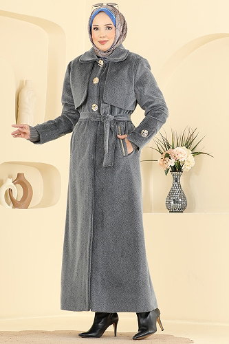 moda selvim Coat 2085GMF1212 Anthracite - Thumbnail