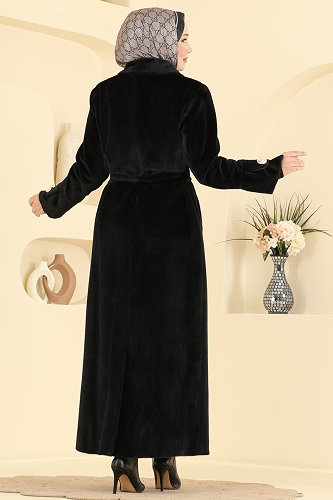 moda selvim Coat 2085GMF1212 Black - Thumbnail