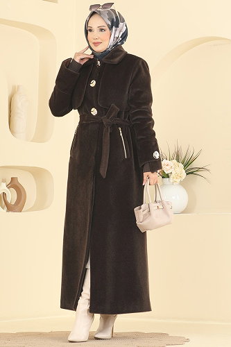 moda selvim Coat 2085GMF1212 Brown - Thumbnail