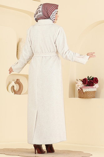 moda selvim Coat 2085GMF1212 Stone - Thumbnail