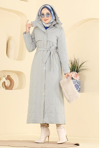 moda selvim Coat 2086GMF1212 Gray - Thumbnail