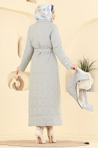moda selvim معطف رمادي 2086GMF1212 - Thumbnail