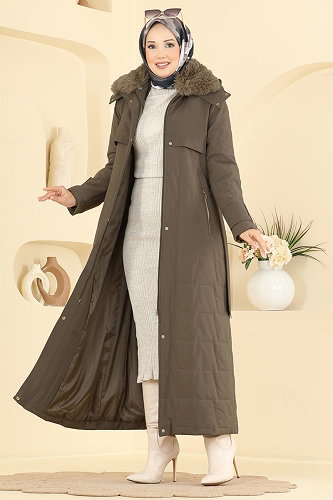 moda selvim معطف ترابي 2086GMF1212 - Thumbnail