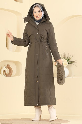 moda selvim معطف ترابي 2086GMF1212 - Thumbnail