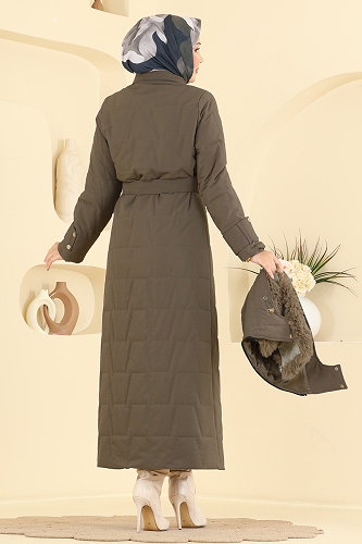 moda selvim معطف ترابي 2086GMF1212 - Thumbnail
