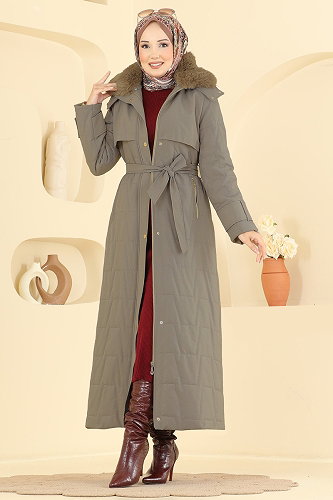 moda selvim معطف بيج 2086GMF1212 - Thumbnail
