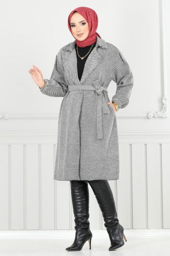 E.V.O. - Coat 211EVO1066 Pattern 1 Ecru