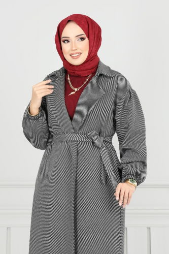 moda selvim Coat 211EVO1066 Pattern 1 Gray - Thumbnail